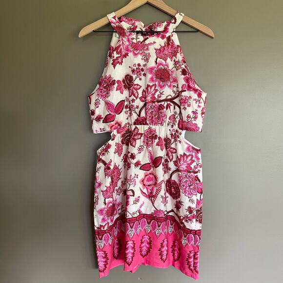 CARA CARA Savannah Cutout Floral-print Linen Mini Dress In Pink Size Medium - Picture 4 of 16